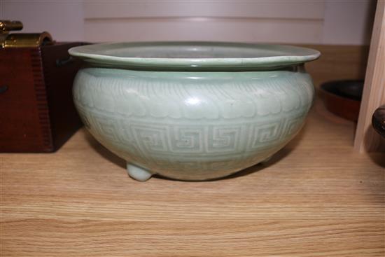 A Chinese celadon glazed censer, Diameter 29cm